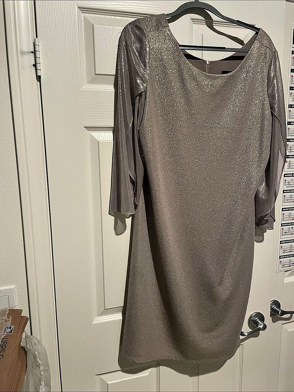 Midnight Velvet Aida Tulip Sleeve Dress Tulip Sleeve Mini Dress in Brown Size 16